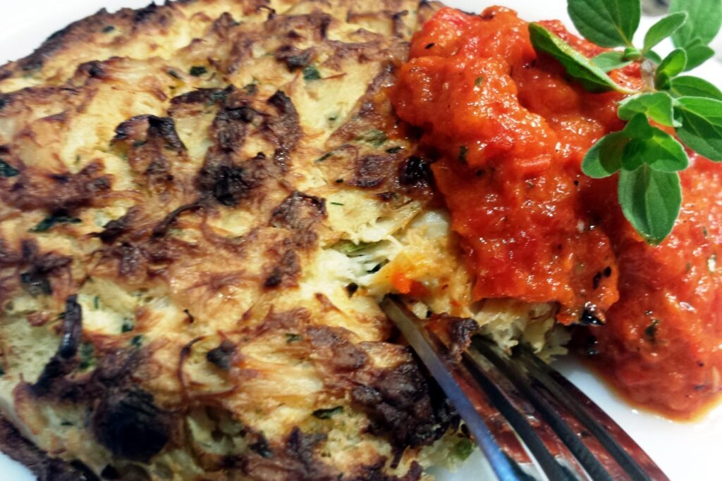 Doc’s Crab Cakes with Roasted Red Pepper Sauce